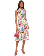 Sleeveless Collared Neck Floral Cotton Midi