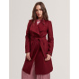 Ted Baker Женское шерстяное пальто миди с розовым поясом и длинным рукавом