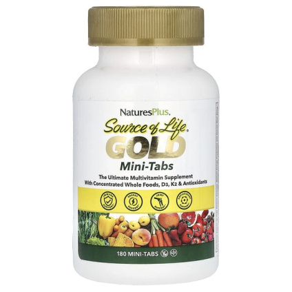 NaturesPlus, Source of Life®, Gold, лучшая мультивитаминная добавка, 180 мини-таблеток