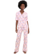 Elbow Sleeve Notch Collar Girlfriend PJ Set