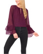 Tiered Sleeve Front Keyhole Blouse
