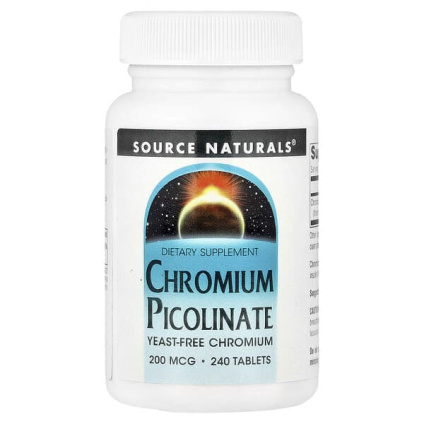 Source Naturals, пиколинат хрома, 200 мкг, 240 таблеток