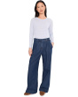 Petite Striped Organic Linen Jersey Crew Neck Long Sleeve Tee