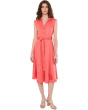 Short Sleeve Self Tie Cotton Midi A-Line