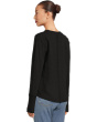 Long Sleeve Waffle Mix V-Neck Top