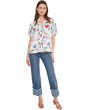 Ruffle Neck Raglan Seam Split Neck Top