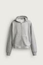 Zara Облегающая толстовка с капюшоном и застежкой-молнией серого цвета