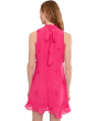 3D Floral Applique Tie Neck Mini Dress