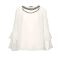 Designer-Volantbluse m. Strasssteinen, ecru