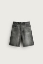 Zara ДЖИНСОВЫЕ ШОРТЫ-БЕРМУДЫ среднего серого ЦВЕТА С ПРЯМОЙ ПОСАДКОЙ