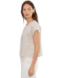 Petite Striped Organic Linen Sheen Round Neck Top
