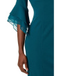 Stretch Knit Crepe Sheath Dress with Tiered Organza Bell Sleeve