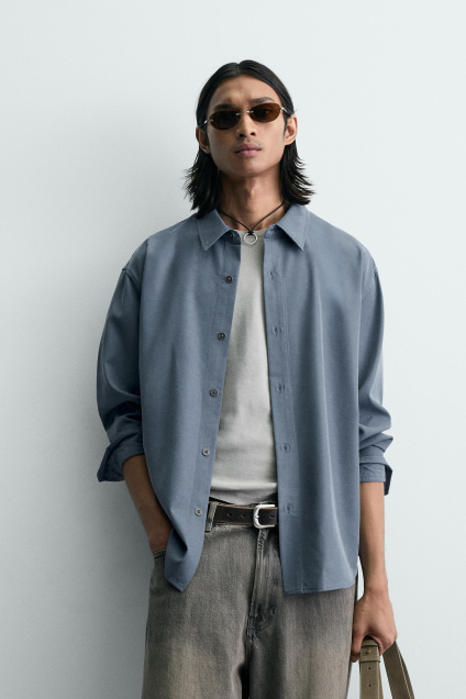 Zara ПЛАВНАЯ ОБЛЕГАЮЩАЯ РУБАШКА 510869264-485-2