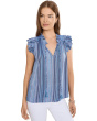 Petite Flutter Sleeve Ruffled Woven Top