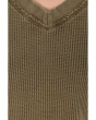 Long Sleeve Open V-neck Waffle Top