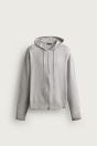 Zara МЯГКАЯ ВЯЗАНАЯ толстовка с капюшоном серого цвета