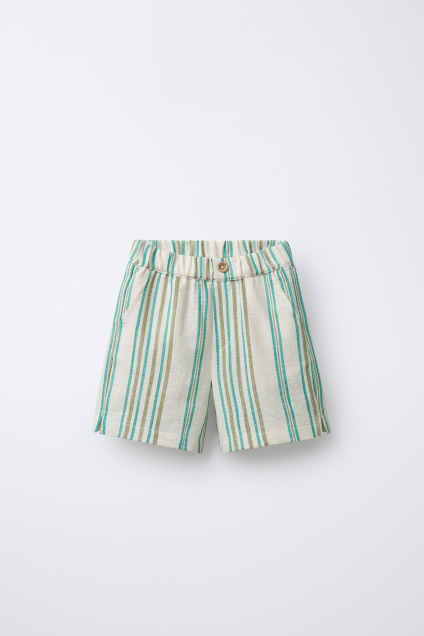Zara ШОРТЫ-БЕРМУДЫ В ПОЛОСКУ И ТЕКСТУРУ 498541495-080-18