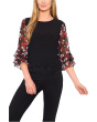 Double Ruffle Mixed Media Knit Top