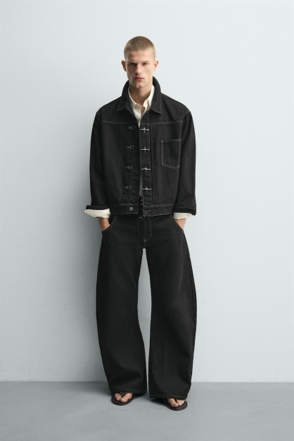 Zara ОБЛЕГАЮЩИЕ БРЮКИ-БОЧКИ С ЗАСТЕЖКОЙ-МОЛНИЕЙ 527906120-800-34
