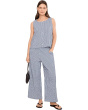 Organic Cotton Pucker Check Ankle Wide Pants