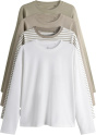 THE SET Damen t Relaxed Fit Langarmshirts, 4er-Pack