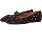 The Greta Double-Strap Ballet Flat in Eyelet-Embellished Leather