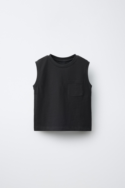 Zara ОДНОТОННАЯ ФУТБОЛКА С КАРМАНОМ 515453471-807-18