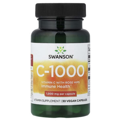 Swanson, C-1000 с шиповником, 30 веганских капсул