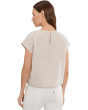 Petite Striped Organic Linen Sheen Round Neck Top