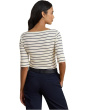 Striped Stretch Cotton Boatneck Tee