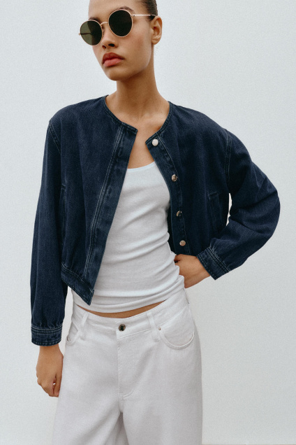 Zara ДЖИНСОВАЯ КУРТКА-БОМБЕР Z1975 502202530-407-1