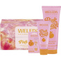 WELEDA Подарочный набор для ухода за душем ограниченной серии розовый персиковый гель для душа 200 мл + крем для рук 50 мл + тонированное сливочное масло для губ 7 мл - 1 шт.