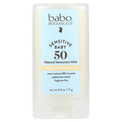 Babo Botanicals, Sensitive Baby, минеральное солнцезащитное средство-стик, SPF 50, без отдушек, 17 г (0,6 унции)