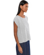 Puckered Organic Linen Stripe Jewel Neck Top