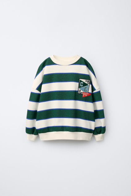 Zara Толстовка В полоску С нашивками 498349702-098-18