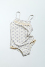Zara 2-6 ЛЕТ/ КРУЖЕВНОЙ бежевый КУПАЛЬНИК С цветочным рисунком