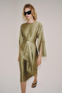 Zara АТЛАСНОЕ ПЛАТЬЕ-МИДИ ZW COLLECTION оливкового ЦВЕТА