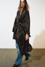 Zara ДЛИННОЕ ЖАККАРДОВОЕ КИМОНО ИЗ СМЕШАННОЙ ЛЬНЯНОЙ ТКАНИ коричневого ЦВЕТА