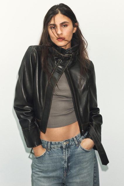 Zara КУРТКА ИЗ 100% Б/У КОЖИ 497033491-716-1
