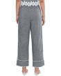 Linen Denim Elastic Waist Scallop Trim Pants
