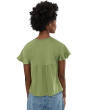 Flutter Sleeve Woven To Knit Top with Embroidery