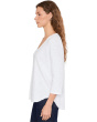 3/4 Sleeve V-Neck Tee with Curved Hem