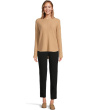 Cotton Cashmere - Round Neck Waffle Stitch Drop Shoulder Long Sleeve Sweater