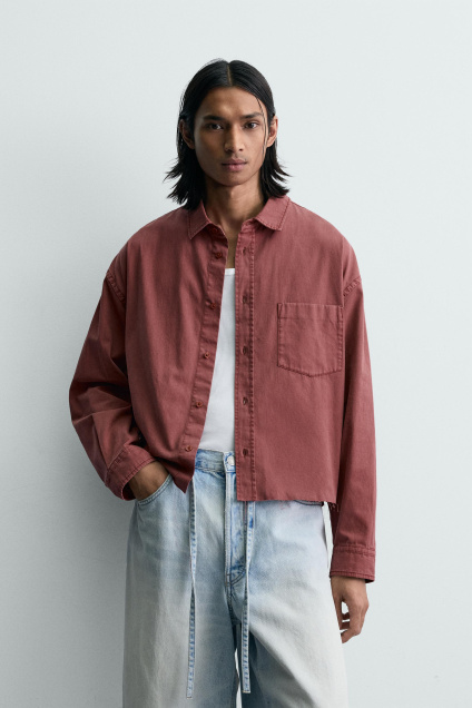Zara ЗАСТИРАННАЯ КВАДРАТНАЯ РУБАШКА 512798782-609-2