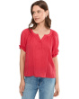 Short Sleeve 1/2 Placket Woven Blouse