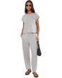 Striped Organic Linen Sheen Round Neck Top