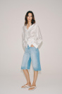 Zara Светло-голубые ДЖИНСОВЫЕ ШОРТЫ-БЕРМУДЫ С ПОЯСОМ СРЕДНЕЙ ВЫСОТЫ ZW COLLECTION