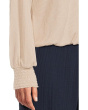 Tia Ribbed Crew Neck Sweatshirt w/ Smocked Cuffs