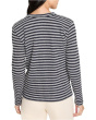 Petite Texture Stripe Button Shoulder Top