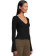 Ribbed Merino Flare Sleeve Vneck Clari
